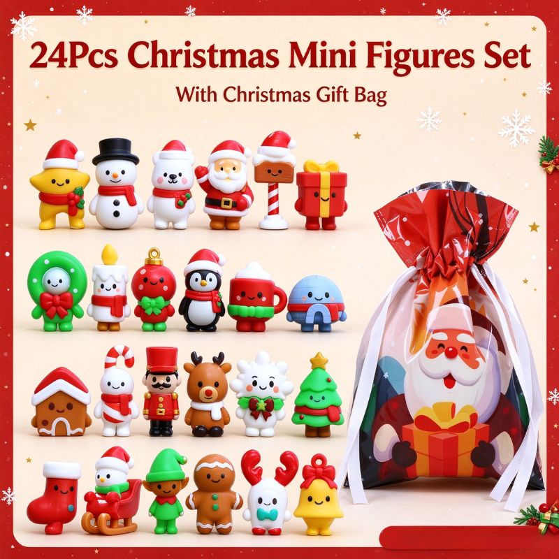 Kids Toys Xmas - クリスマス ミニフィギュア ブラインドバッグセット 5～24個入り ランダムサンタ スノーマン