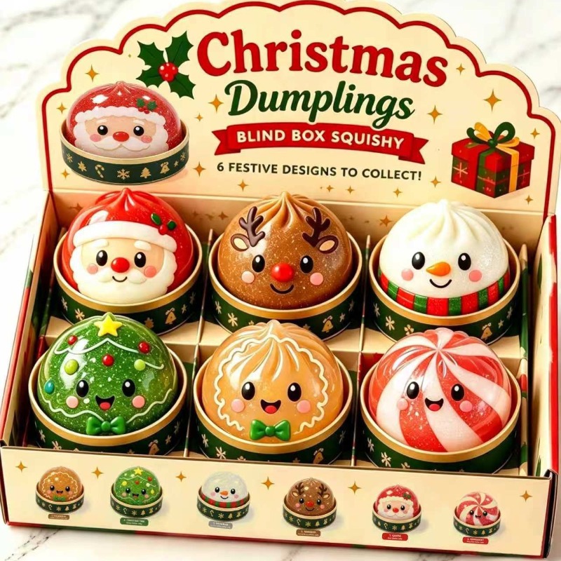 Kids Toys Xmas - クリスマス餃子スクイーズおもちゃボックス入り 雪だるま トナカイ サンタクロース フィジェットトイ 子供向け