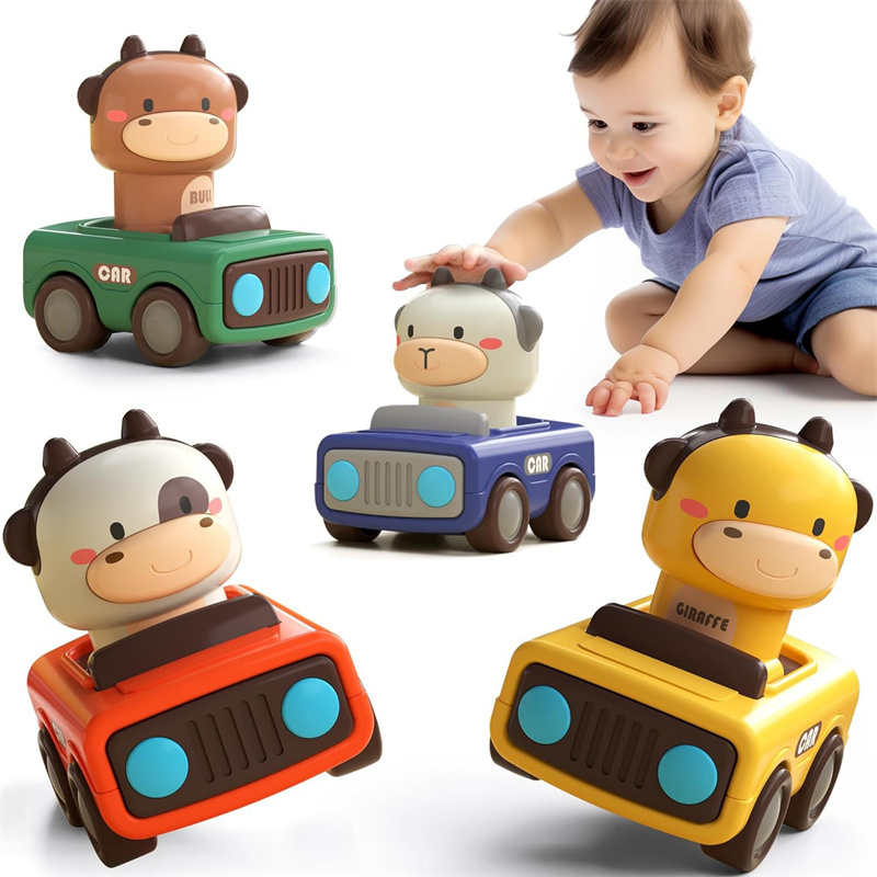 動物のプッシュアンドゴーカートイ、丈夫な摩擦動力車、1歳、2 - Kids Toys 3 Year Old のレビューと価格