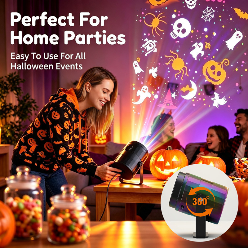 ハロウィン クリスマス LED プロジェクターライト 360 - Kids Yard Toys のレビューと価格